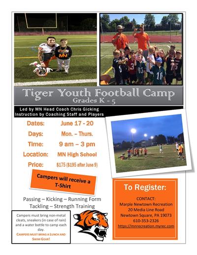 Tiger Football Camp K-5 Flyer 2023